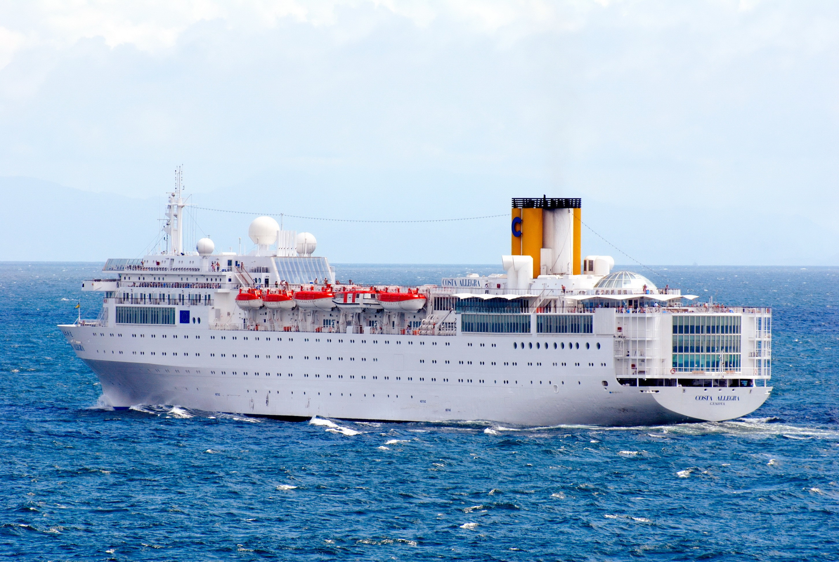 A still image taken from a video footage shows the Costa Allegra 
